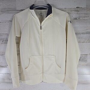 UNDER ARMOUR WOMEN'S SIZE MEDIUM IVORY SEMI FITTED FULL ZIP BASIC JACKET *STAINS